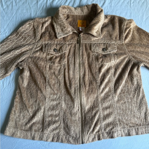 Ruby Rd. Plush Tan Zip-Up Jacket - Picture 2 of 8